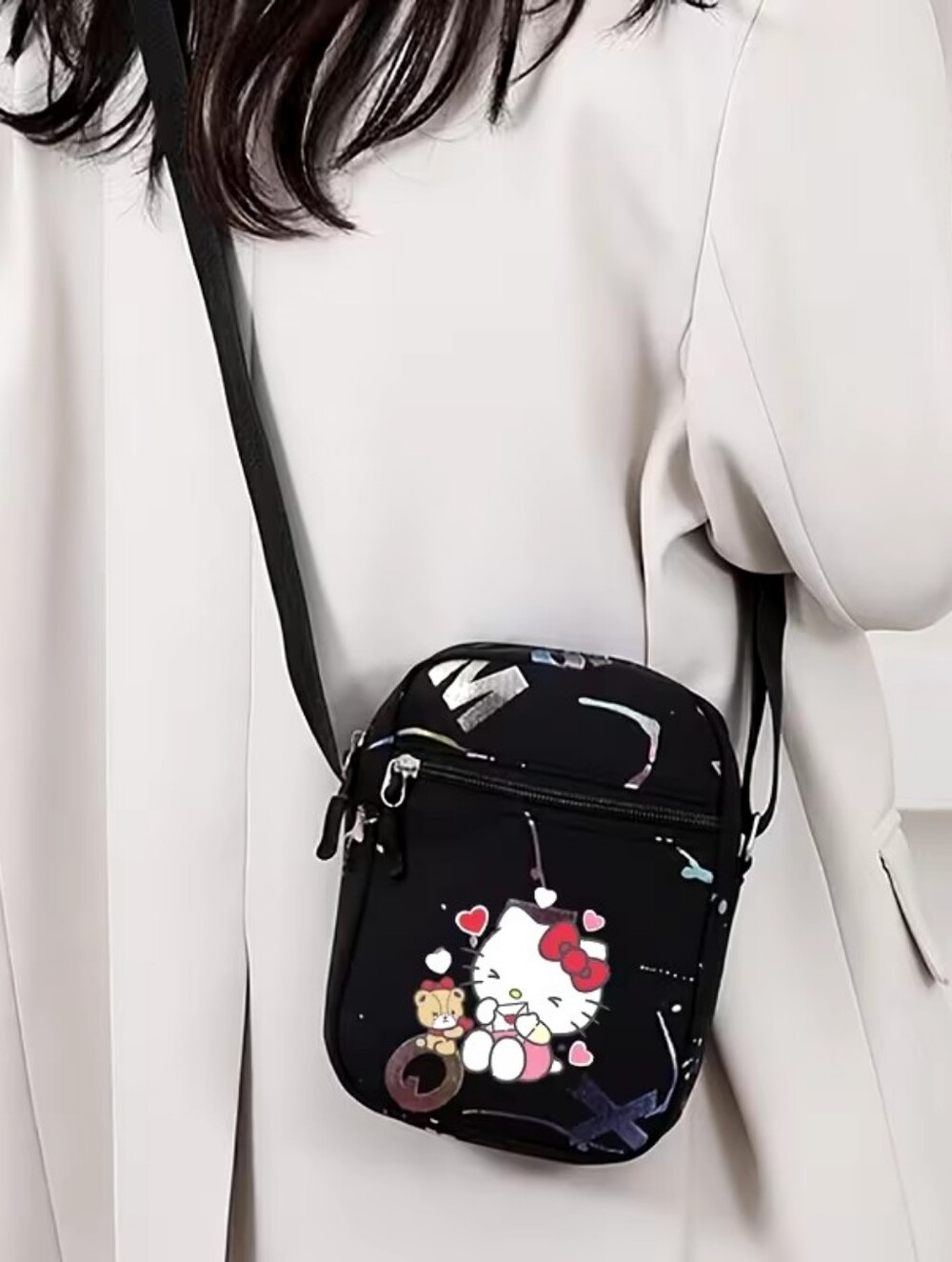 Hello Kitty Black Crossbody Bag for Women